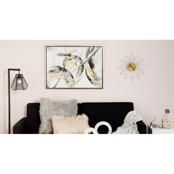 CosmoLiving by Cosmopolitan Gold Canvas Abstract Framed Wall Art with